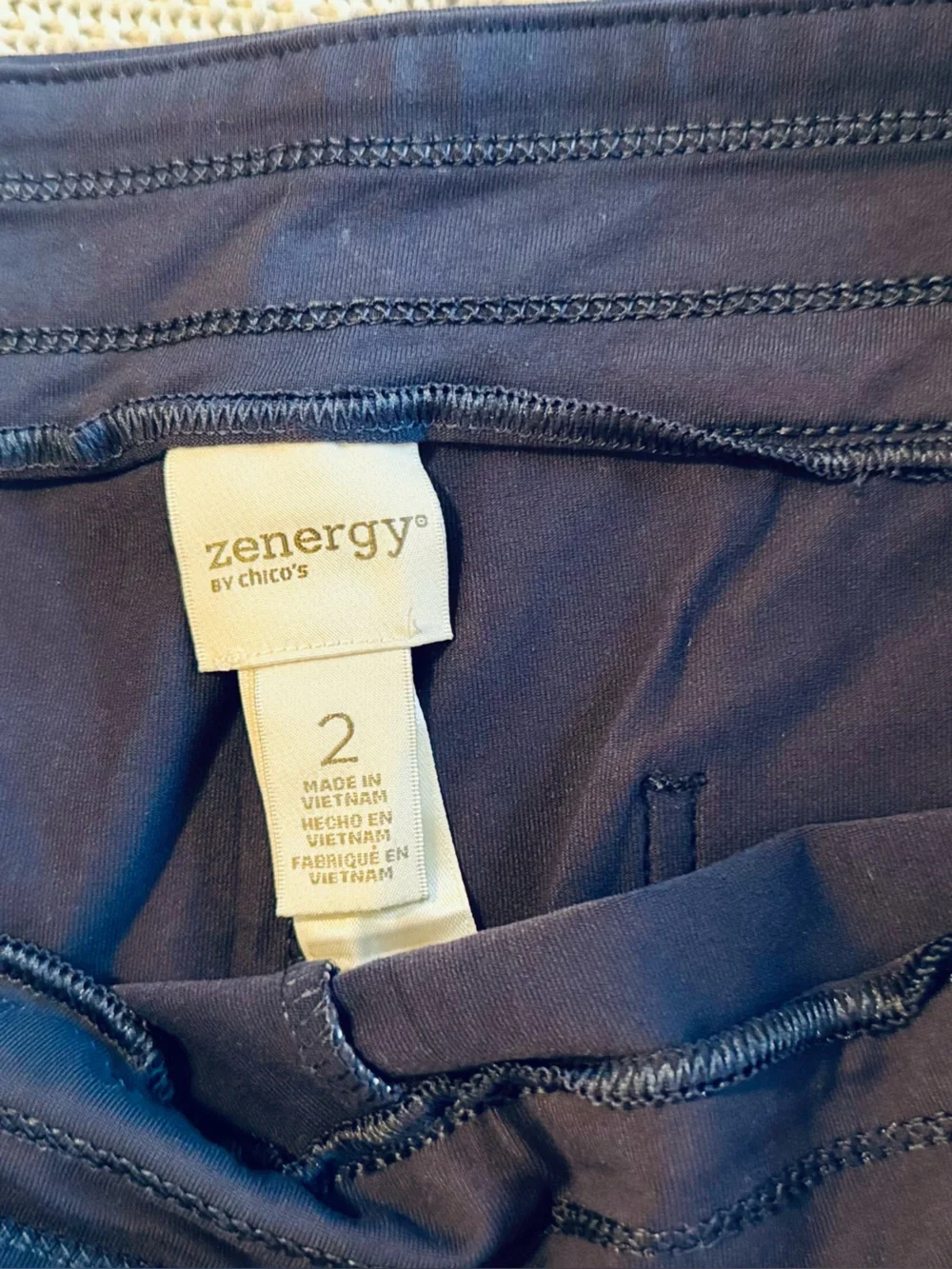 CHICO’S ZENERGY Knit Navy Blue Pull-On Straight-Leg Knit Ankle Pants — #159 LHP